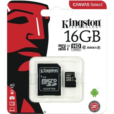 16GB Kingston Micro SD Card with Adapter