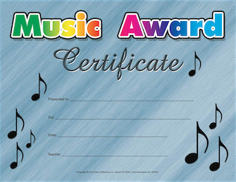 Music Award Certificate