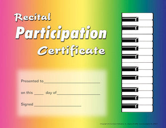 Recital Participation Certificate