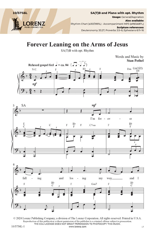 Forever Leaning on the Arms of Jesus - SA(T)B Octavo