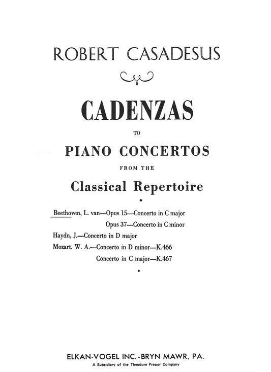 Cadenzas to Piano Concertos from the Classical Repertoire