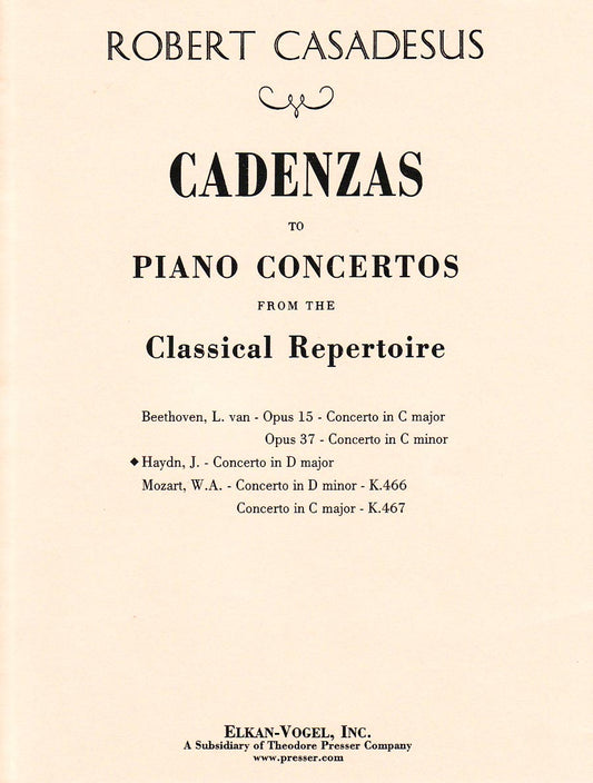 Cadenzas to Piano Concertos from the Classical Repertoire