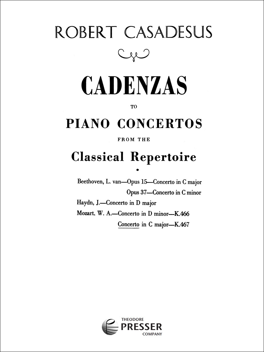 Cadenzas to Piano Concertos from the Classical Repertoire