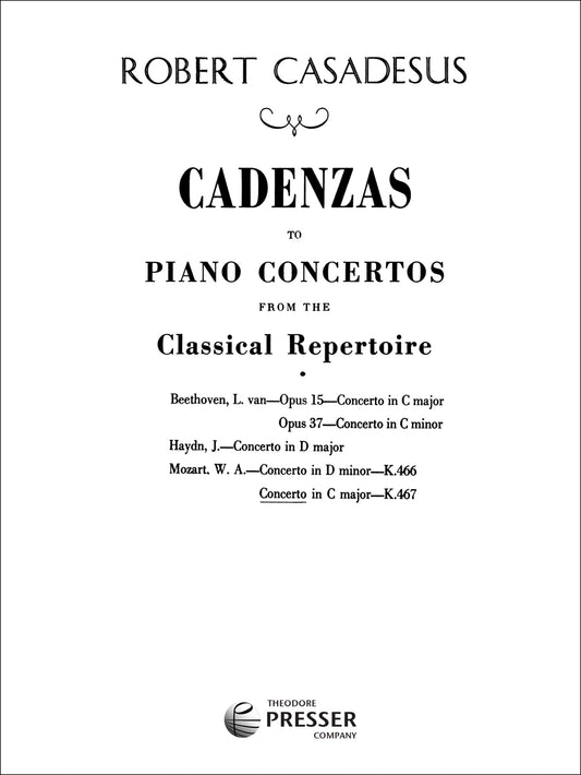 Cadenzas to Piano Concertos from the Classical Repertoire