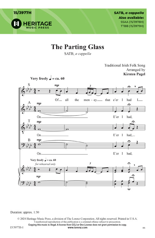 The Parting Glass - SATB