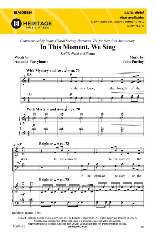 In This Moment, We Sing - SATB