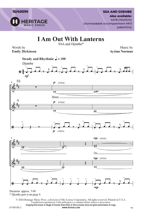 I Am Out With Lanterns - SSA