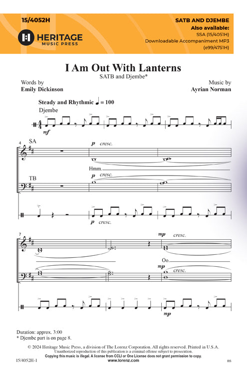 I Am Out With Lanterns - SATB