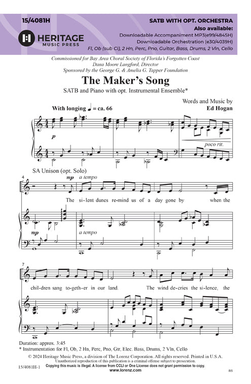 The Maker's Song - SATB