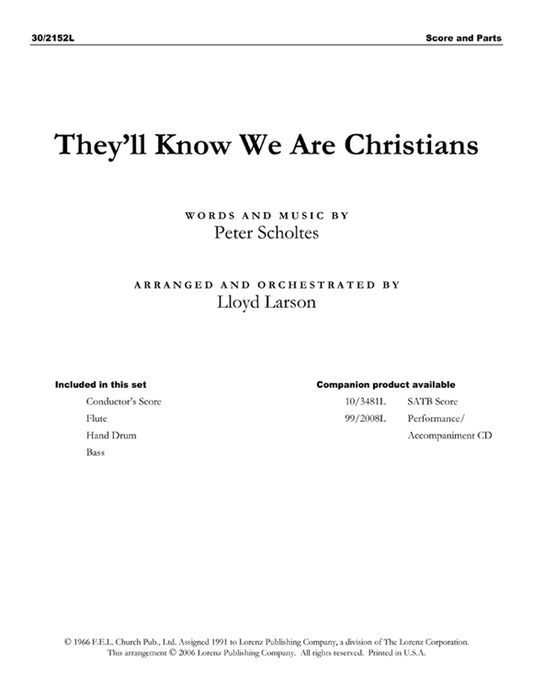 They'll Know We Are Christians - Instrumental ensemble score and parts