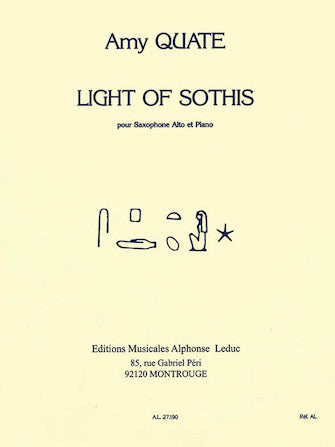 Amy Quate - Light Of Sothis Pour Saxophone Et Piano