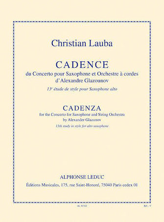 Cadence Du Concerto Pour Saxophone Et Orchestre A Cordes D'alexandre Glazounov (