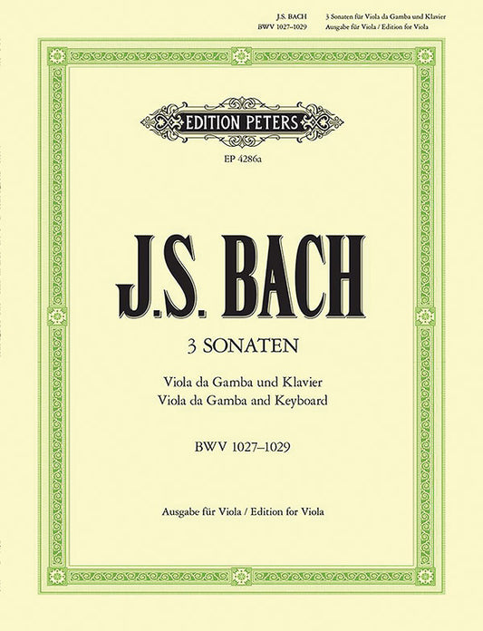 Sonatas for Viola da gamba & Harpsichord BWV 1027-1029 (Arr. for Viola & Piano)