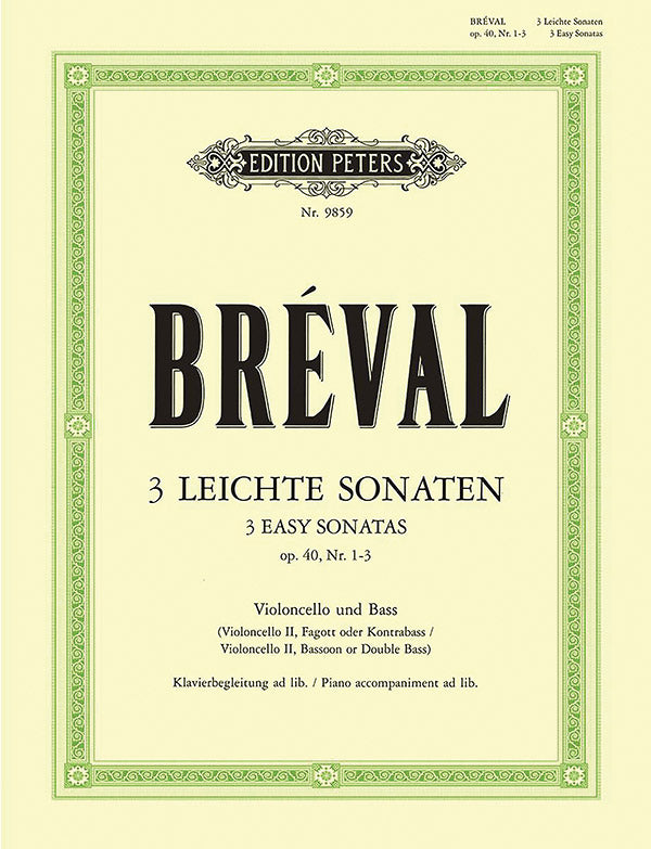 3 Easy Sonatas for Cello and Bass Instrument (Piano ad lib.) Op. 40 Nos. 1-3