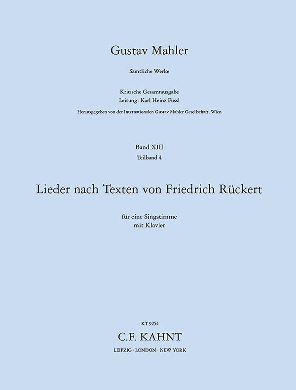 Rückertlieder  (Vocal Score)