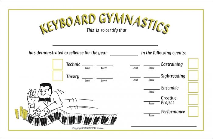 KEYBOARD GYMNASTICS 7-EVENT CERFICATE (SET OF 25)