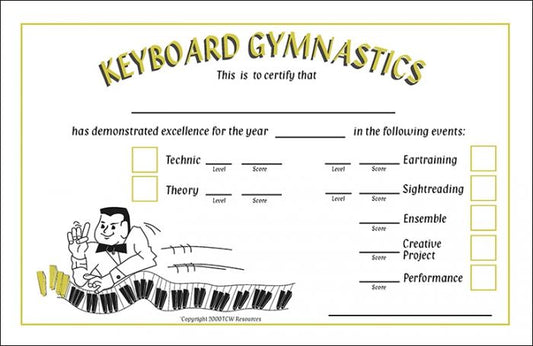 KEYBOARD GYMNASTICS 7-EVENT CERFICATE (SET OF 25)