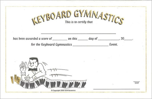 KEYBOARD GYMNASTICS SINGLE EVENT CERTIFICATE(SET OF 25)